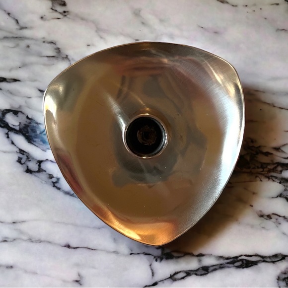 VTG Danish Mid Century 18/8 Stainless Taper Candleholder Pair Minimalist Mod - Picture 3 of 10